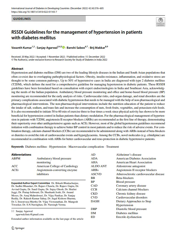 RSSDI guideline on diabetic hypertensives