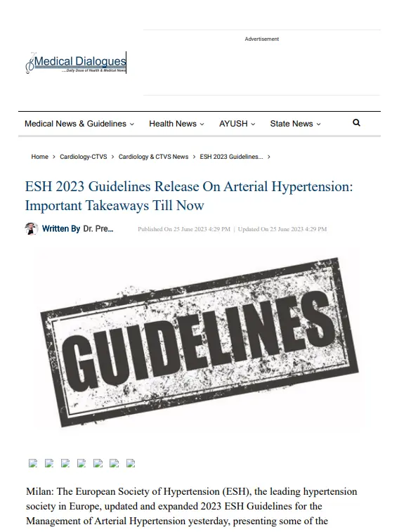 ESH 2023 Guidelines Release on Arterial Hypertension_ Important Takeaways till Now