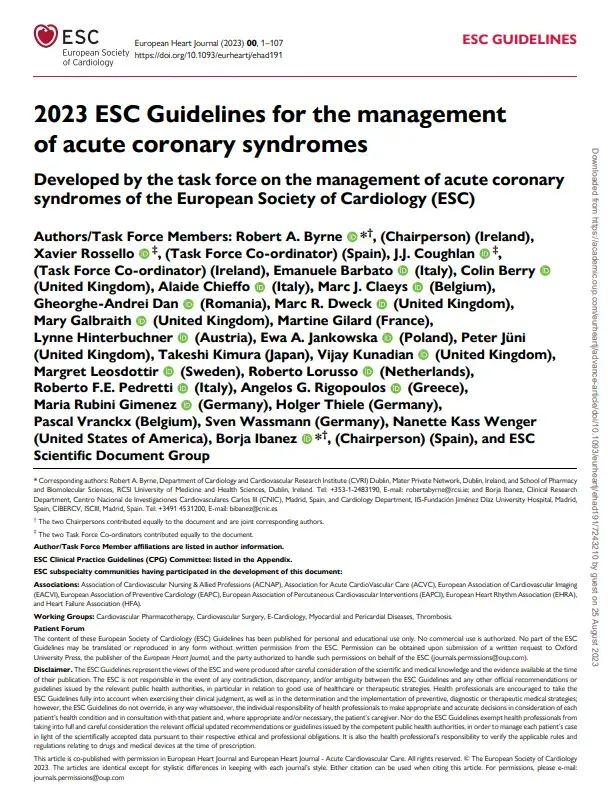 2023 ESC ACS Guidelines