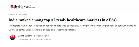 India ranked among top AI-ready healthcare markets in APAC